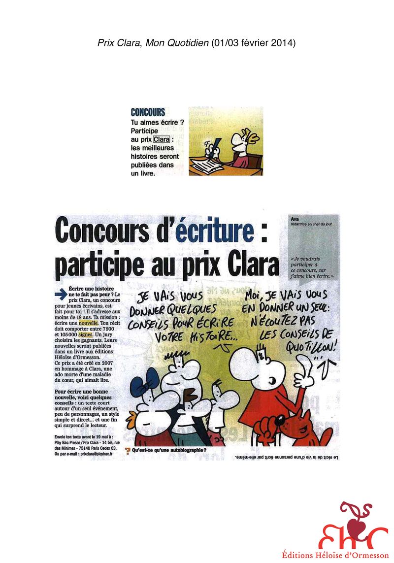 Prix Clara-Mon Quotidien