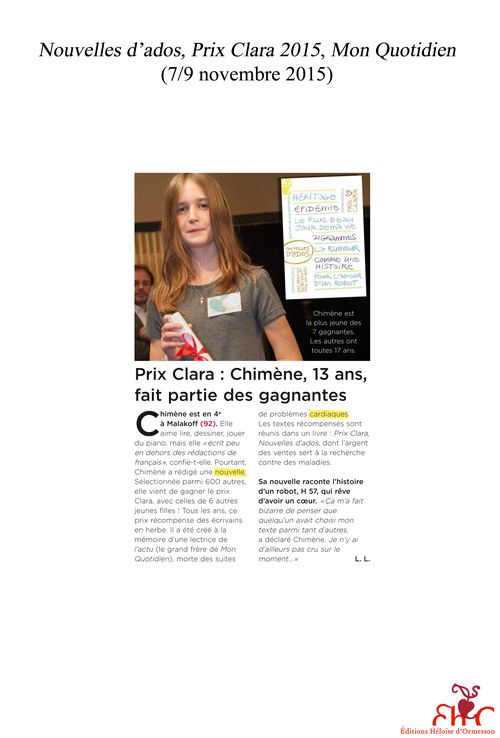 Prix Clara 2015-Mon Quotidien